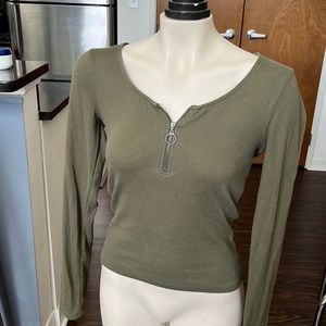 Aeropostale Quarter Zip Bodycon Tee